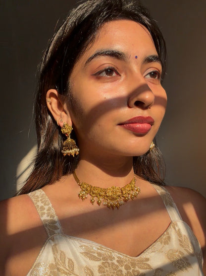 Full Gold Lakshmi choker set