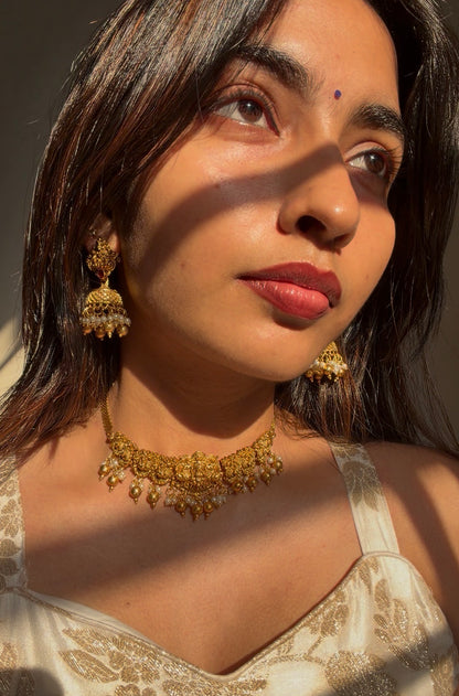 Full Gold Lakshmi choker set