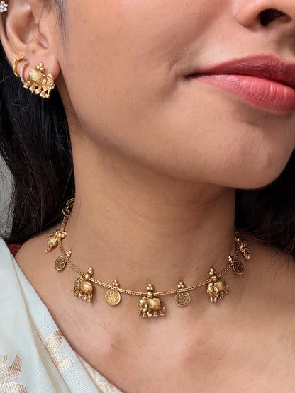 Coin and elephant necklace