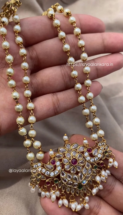 Medium length pearl chain with stone work dollar set