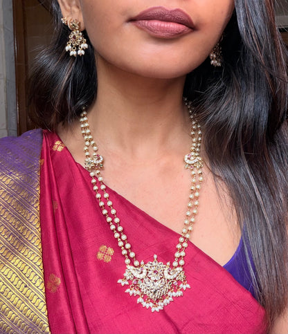 Medium length pearl chain with stone work dollar set