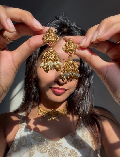 Full Gold Lakshmi choker set