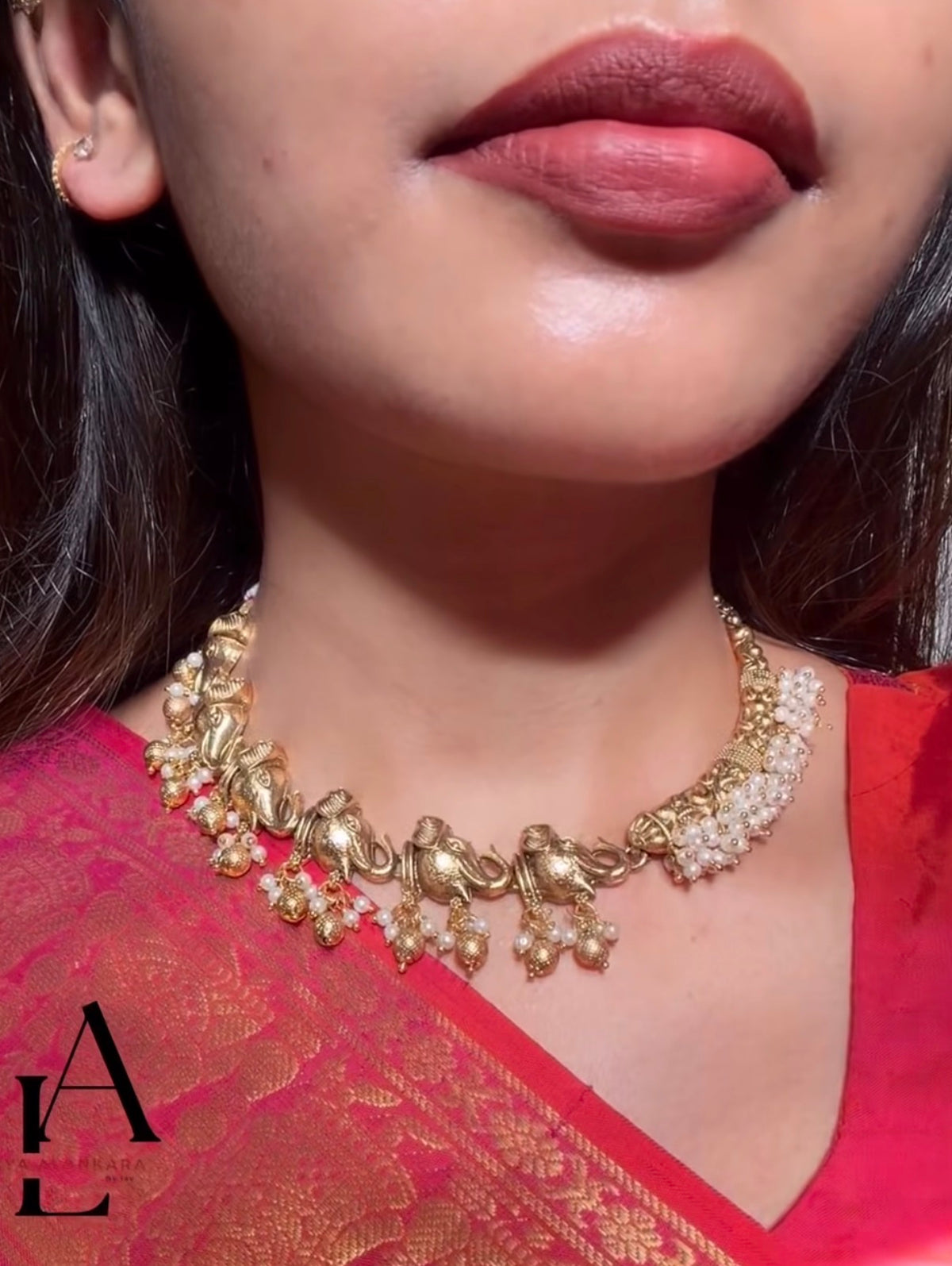Half elephant with pearl set