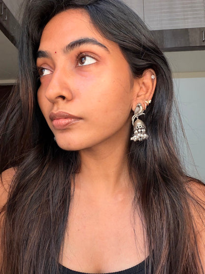 Parrot oxidised Jhumka
