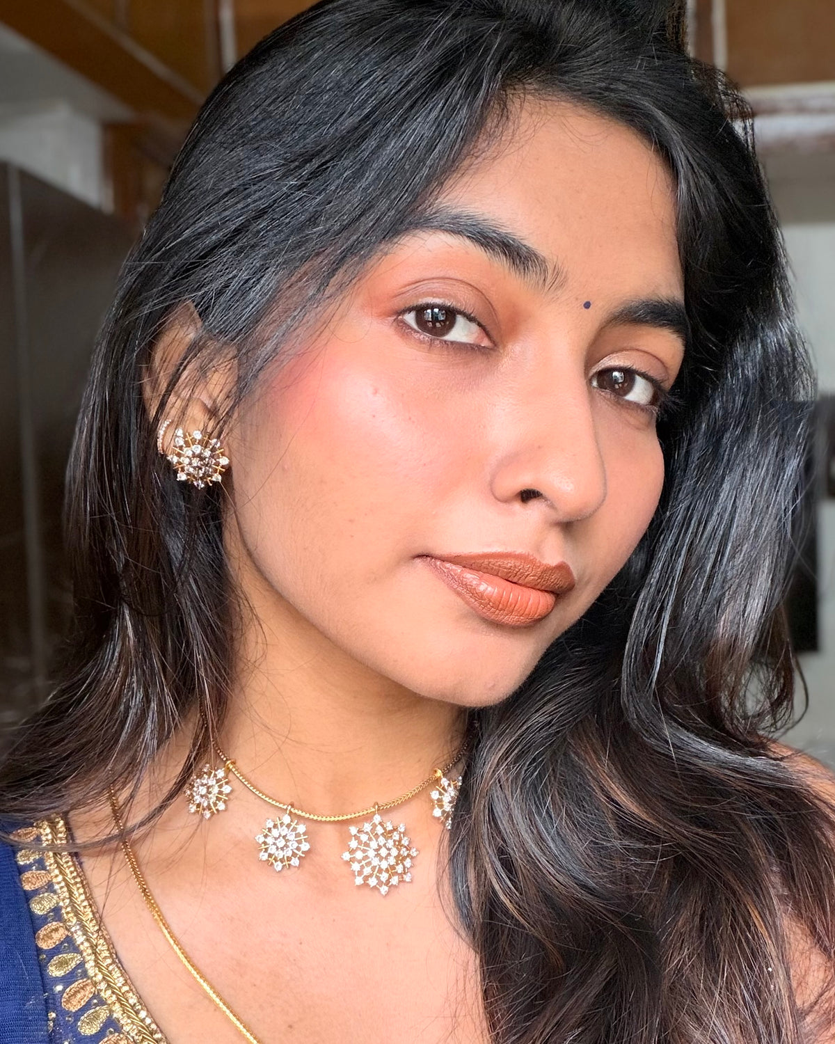 White stone Gold necklace