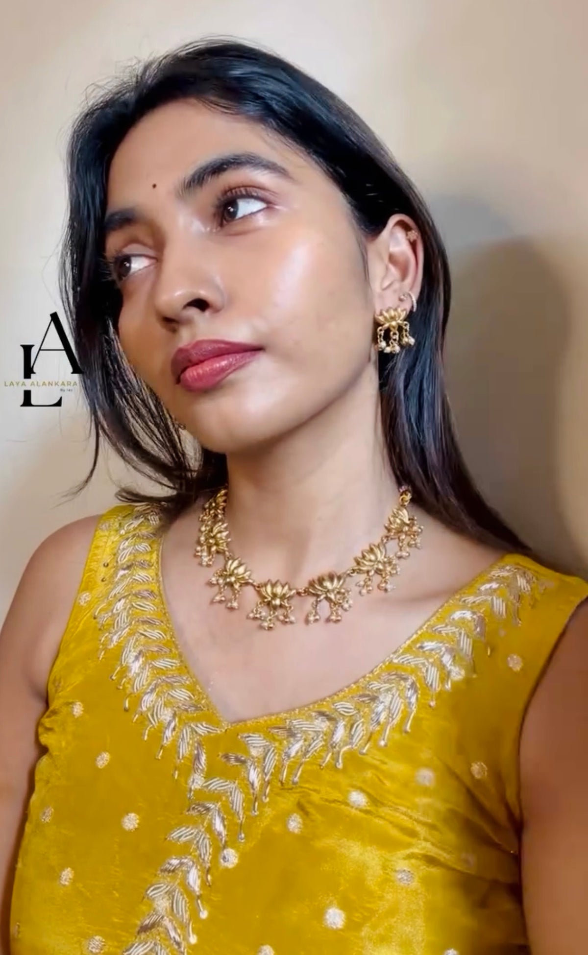 Full gold Lotus necklace set