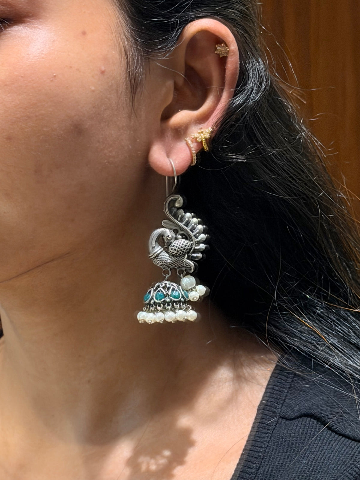 Peacock oxidised Jumka
